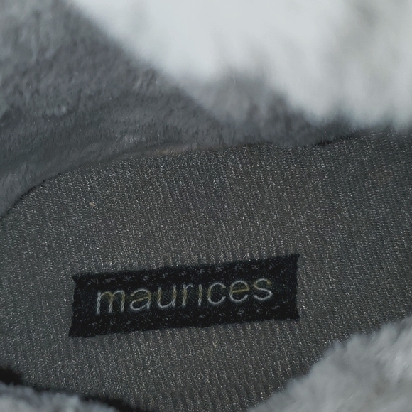 Maurices Gray Slipper Boots Faux Fur Lining Pull On Cozy - Picture 7 of 14